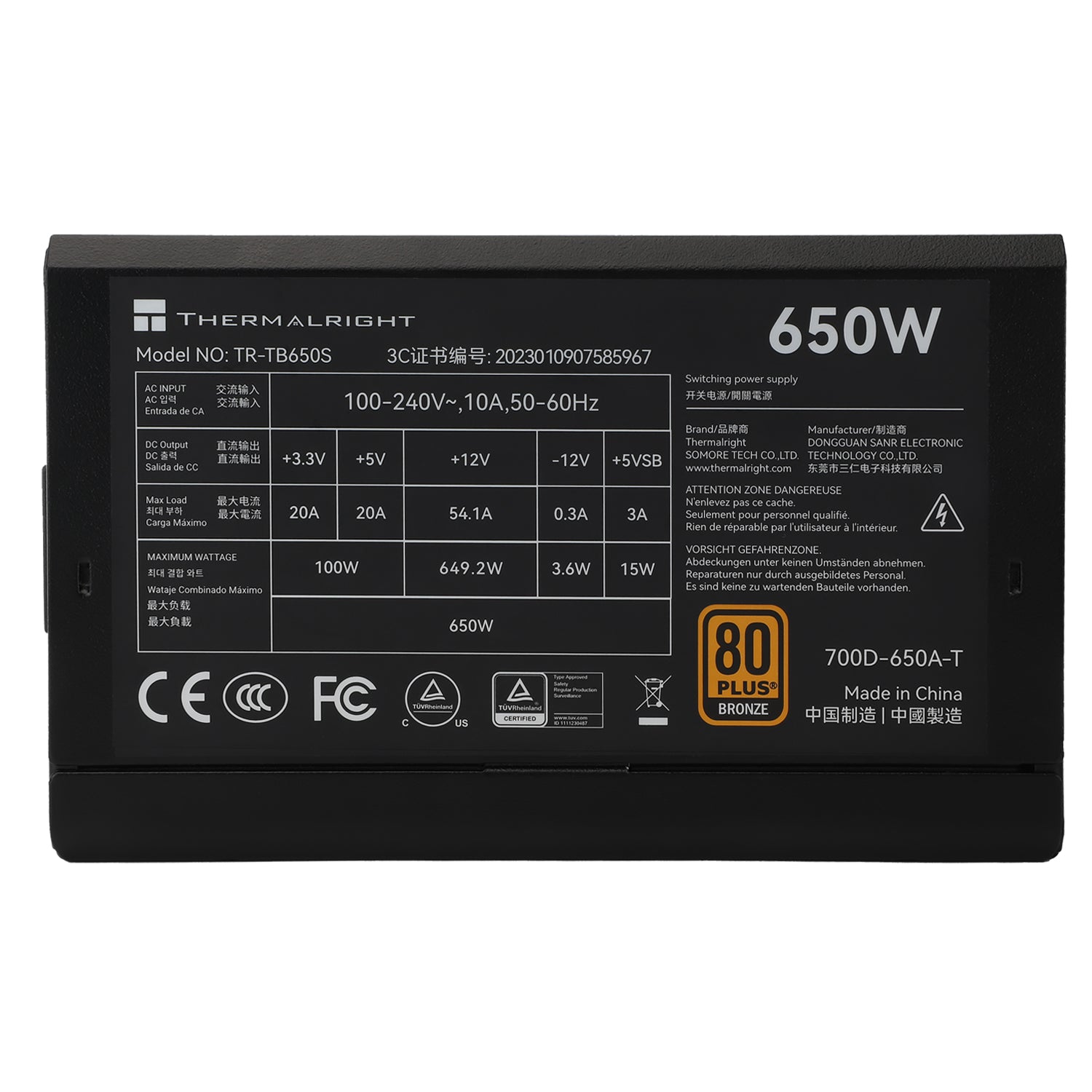 Thermalright TB 650Watt 80 Plus Bronze Fully Modular PSU TR-TB650S