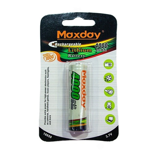 MAXDAY Li-ion Rechargeable battery 18650 3.7V 4000mah