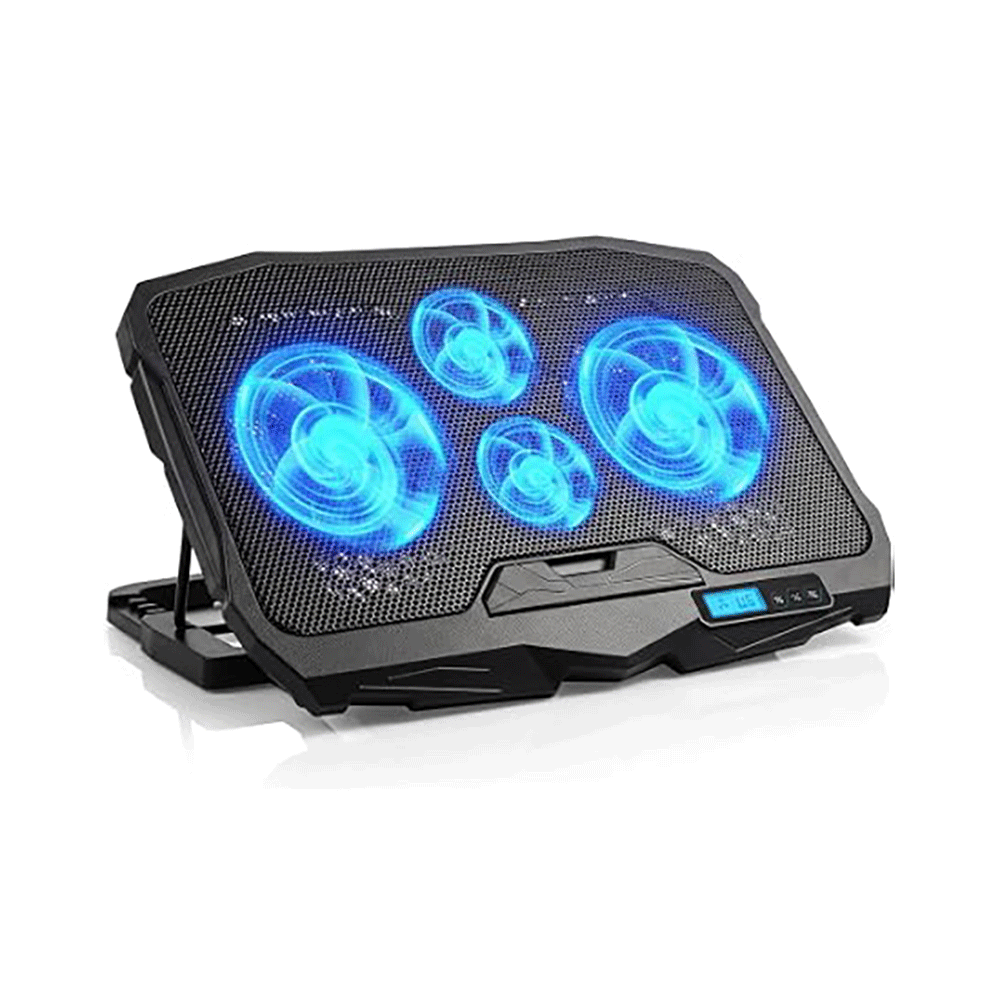 S18 Laptop Cooling Pad with 4 Fans Blue Light Compatible with 17-inch USB ports
