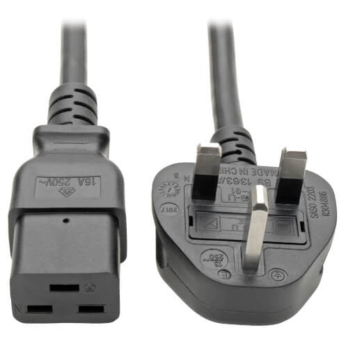 High Quality C19 To UK Plug Power Cord 220 Volt 16Amp Black