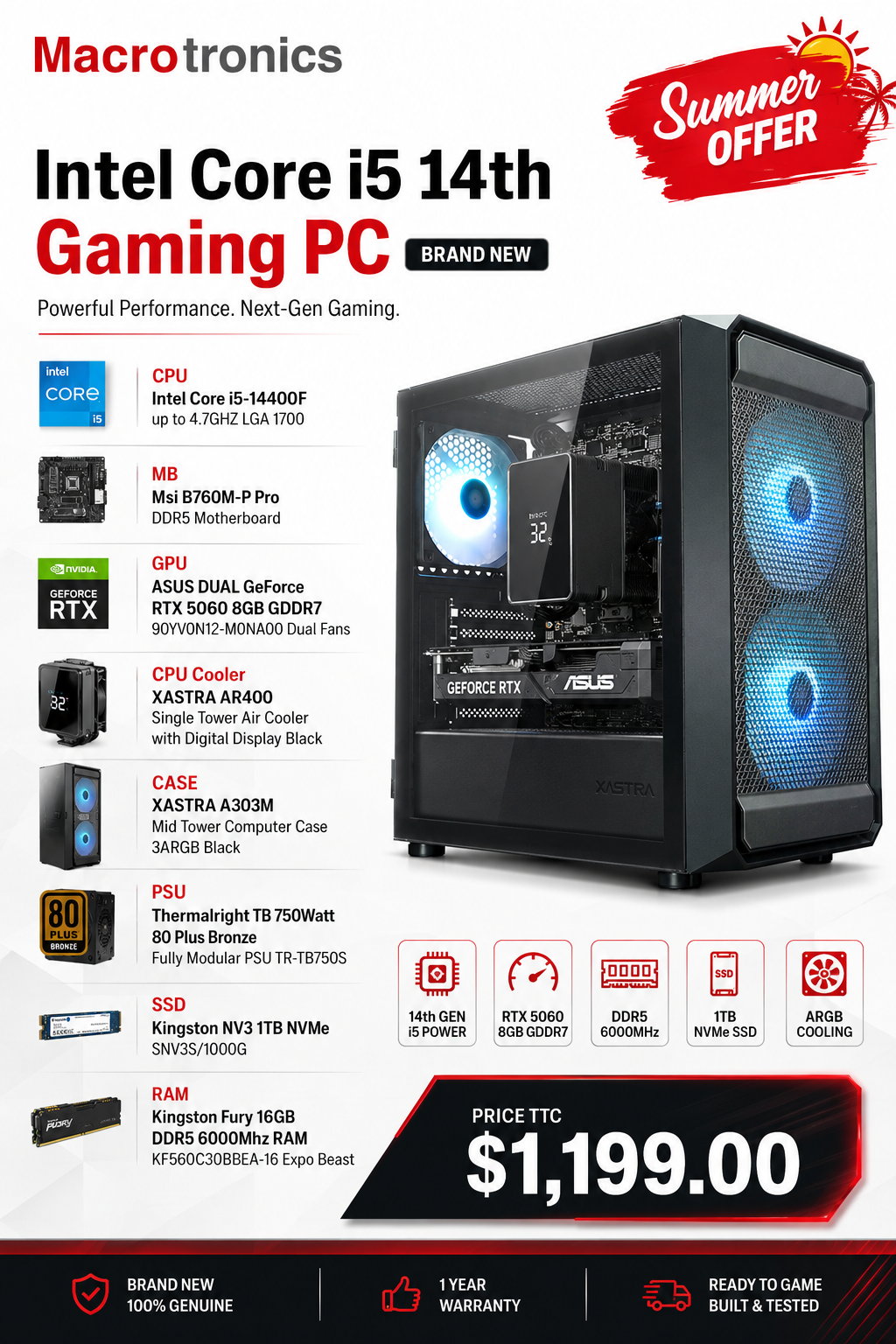 MacroPC Crucial V245 Intel i5 14th Gen Gaming PC