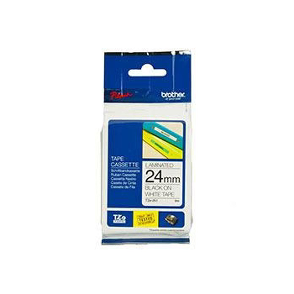 Brother 24mm Black on White Laminated Ribbon TZE-251