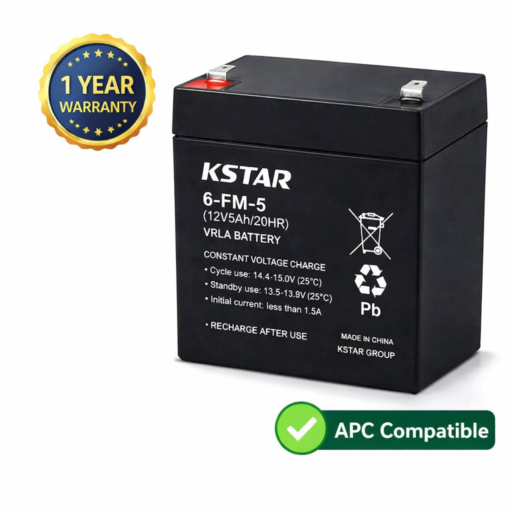Kstar 6-FM-5 UPS VRLA Battery Lead Acid 12V 5Ah | Compatible with APC Smart-UPS